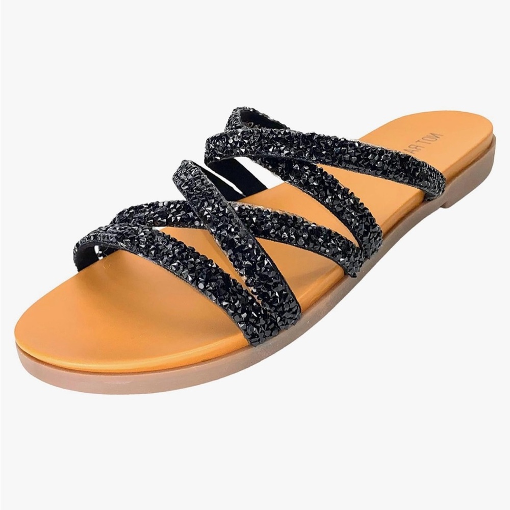 Not Rated Black Rhinestone Sandals